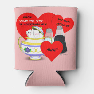 Sugar and Spice - Old Fashioned Valentine Card Art Can Cooler