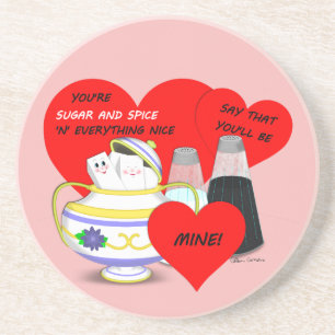Sugar and Spice - Old Fashioned Valentine Card Art Coaster