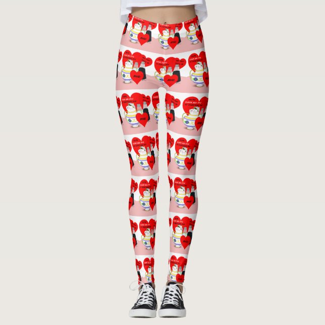 Sugar and Spice - Old Fashioned Valentine Card Art Leggings (Front)