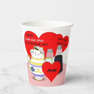 Sugar and Spice - Old Fashioned Valentine Card Art Paper Cups