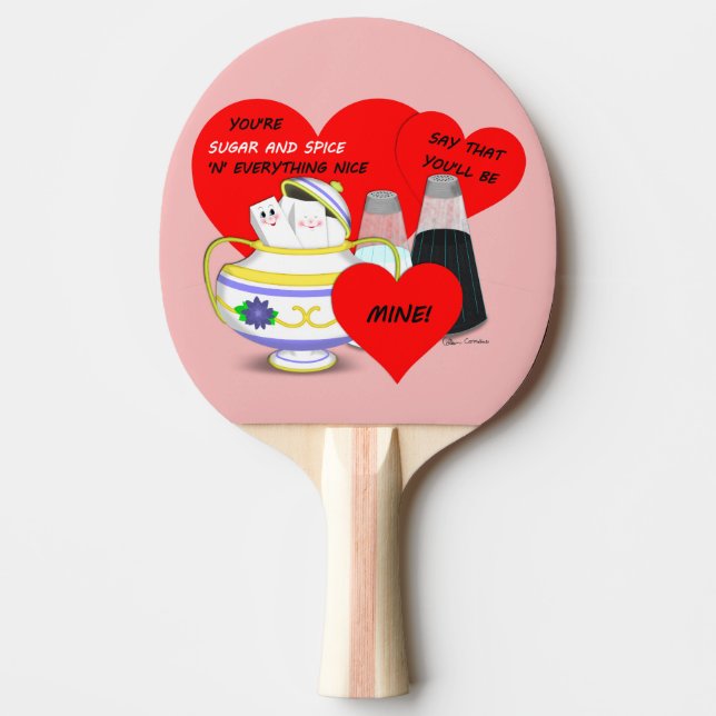 Sugar and Spice - Old Fashioned Valentine Card Art Ping Pong Paddle (Front)