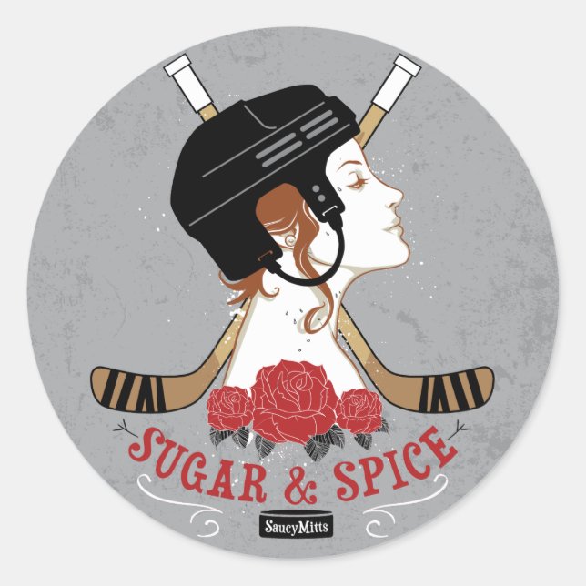 Sugar and Spice Womens Hockey Classic Round Sticker (Front)