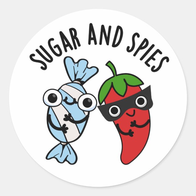 Sugar And Spies Funny Food Pun  Classic Round Sticker (Front)