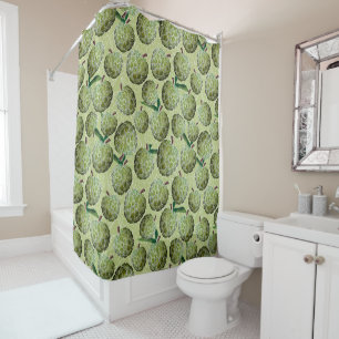 Sugar Apple Watercolor   Green Shower Curtain