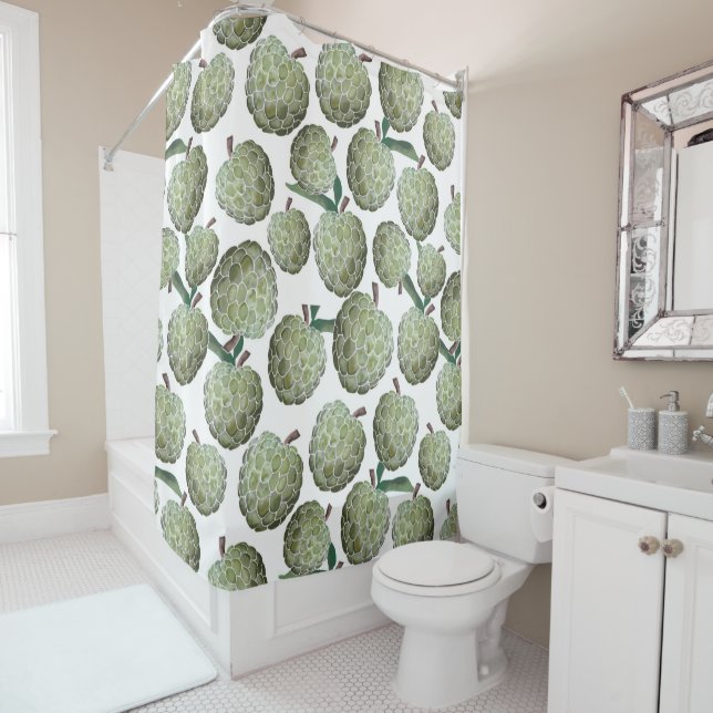 Sugar Apple Watercolor  Shower Curtain (In Situ)