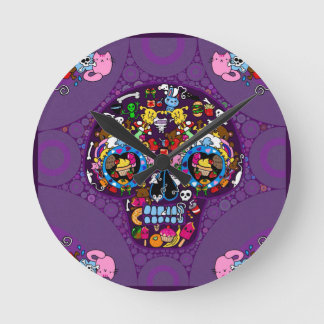 Sugar Art Skull Kawaii Doodle customised Round Clock