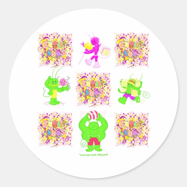Sugar Bugs all 4 logo stickers (Front)