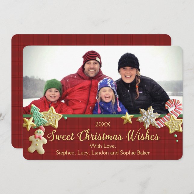 Sugar Cookie Christmas Red Plaid Custom Card (Front/Back)