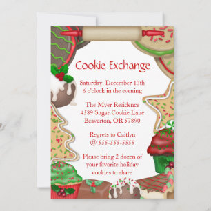 Sugar Cookies & Fudge Cookie Exchange Invite