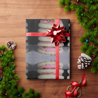Sugar cookies with pink frosting wrapping paper