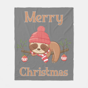 Sugar Cute Sloth Christmas Fleece Blanket