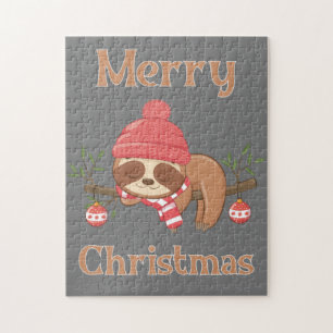 Sugar Cute Sloth Christmas Jigsaw Puzzle