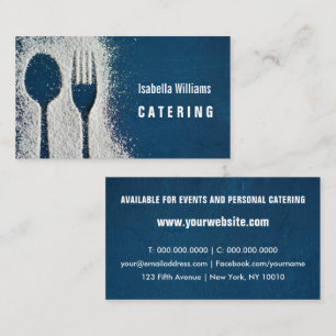 Sugar Fork Navy Blue Catering, Restaurant Business Card