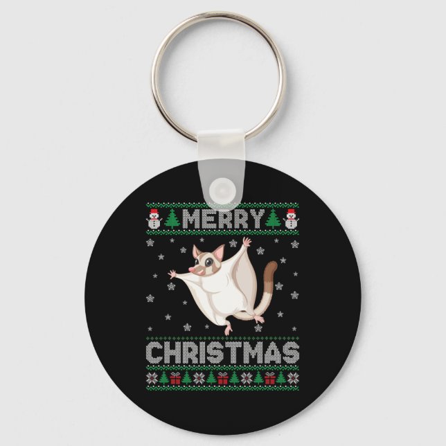 Sugar Glider Animal Men Women Kids Ugly Christmas  Key Ring (Front)