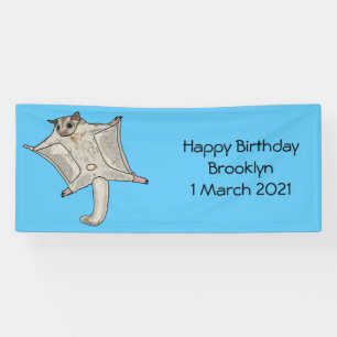 Sugar glider cartoon illustration banner