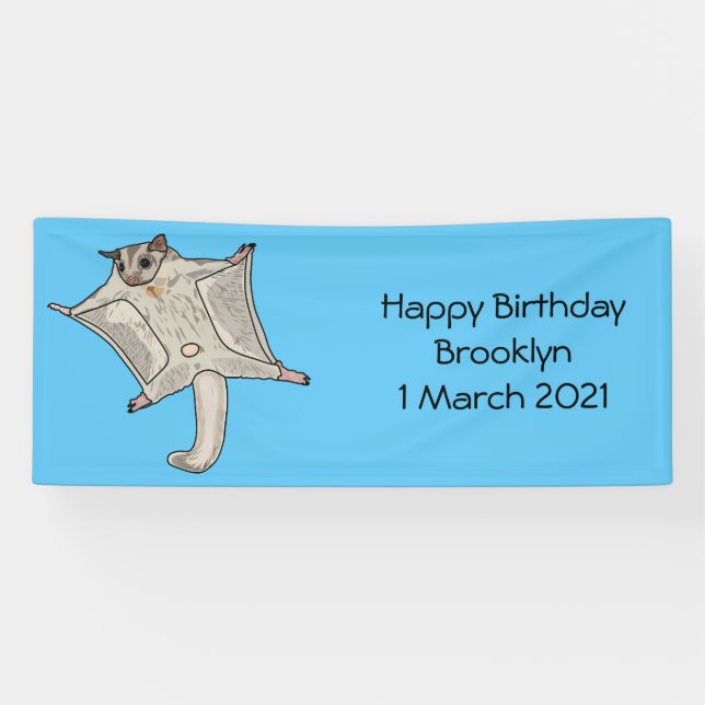Sugar glider cartoon illustration banner (Horizontal)