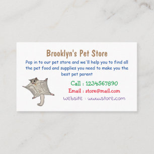 Sugar glider cartoon illustration business card