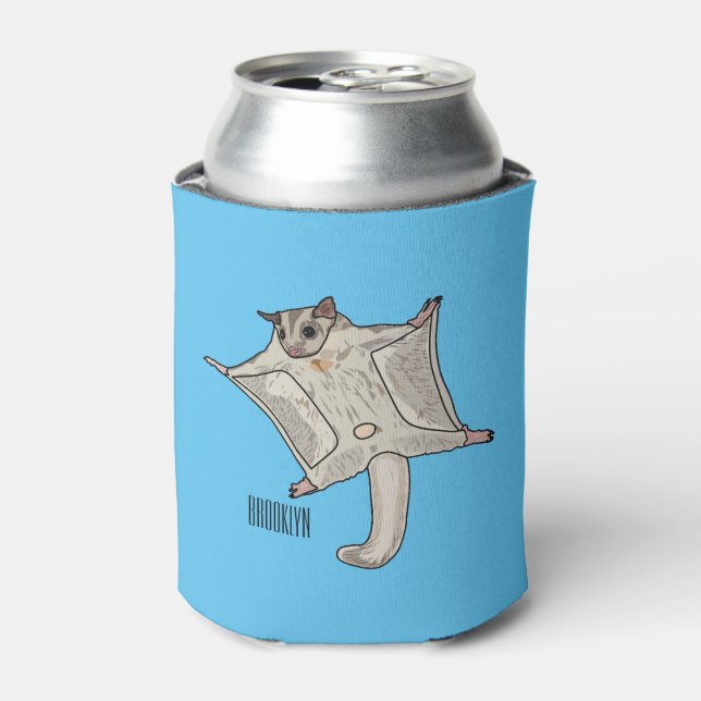 Sugar glider cartoon illustration can cooler (Can Front)