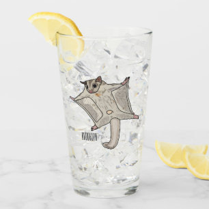 Sugar glider cartoon illustration glass