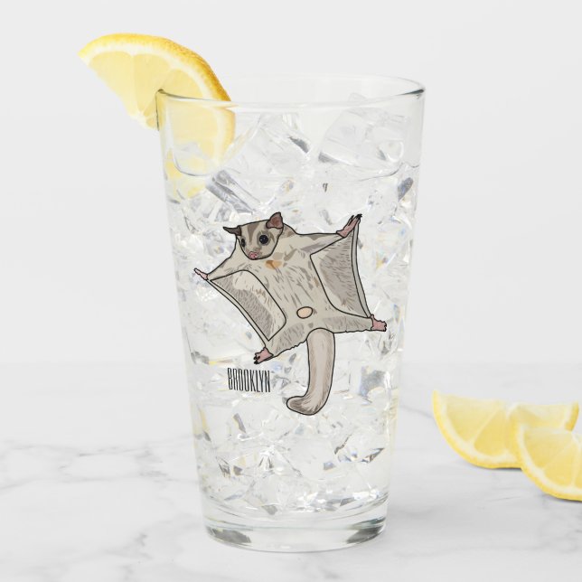 Sugar glider cartoon illustration glass (Front Ice)