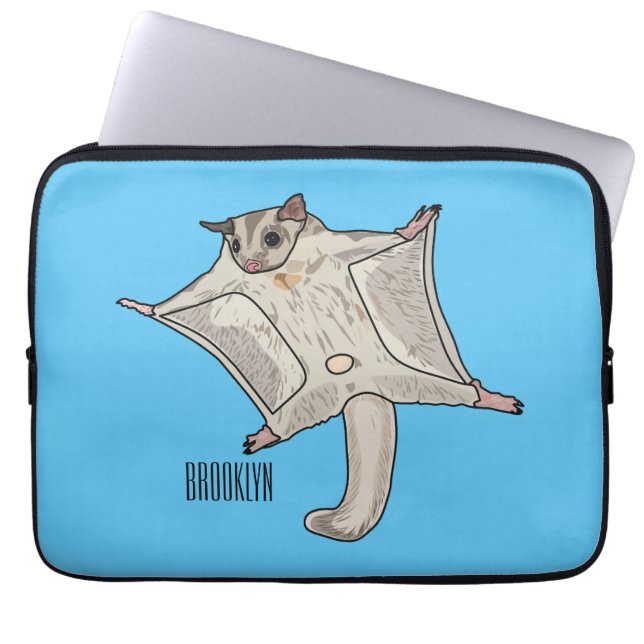 Sugar glider cartoon illustration laptop sleeve (Front)