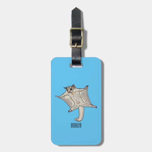 Sugar glider cartoon illustration luggage tag (Front Vertical)