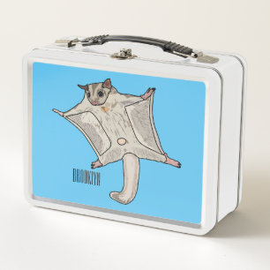 Sugar glider cartoon illustration metal lunch box