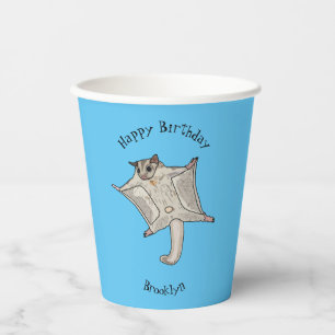 Sugar glider cartoon illustration paper cups