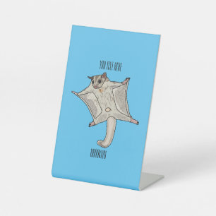 Sugar glider cartoon illustration pedestal sign