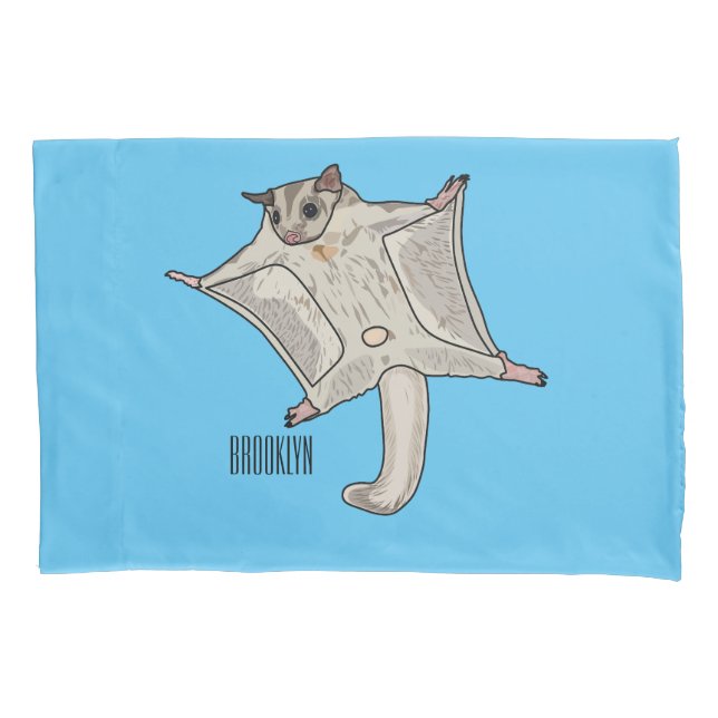 Sugar glider cartoon illustration pillowcase (Front)