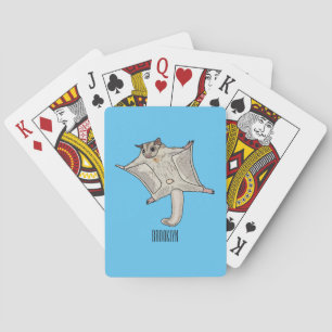 Sugar glider cartoon illustration playing cards