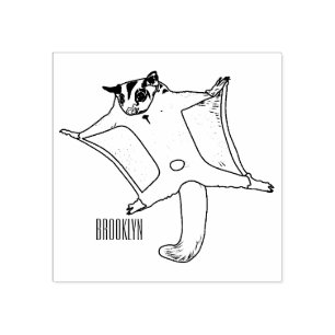 Sugar glider cartoon illustration rubber stamp