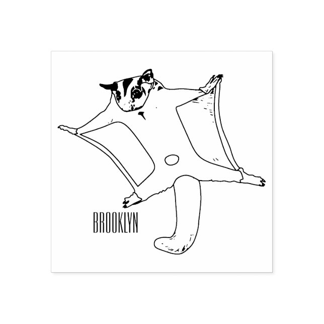Sugar glider cartoon illustration rubber stamp (Imprint)