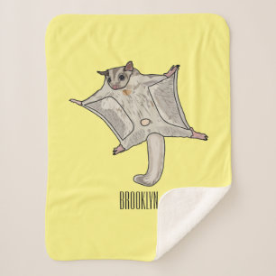 Sugar glider cartoon illustration sherpa blanket