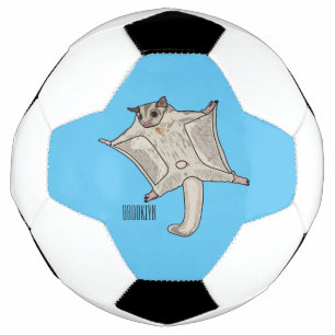Sugar glider cartoon illustration soccer ball