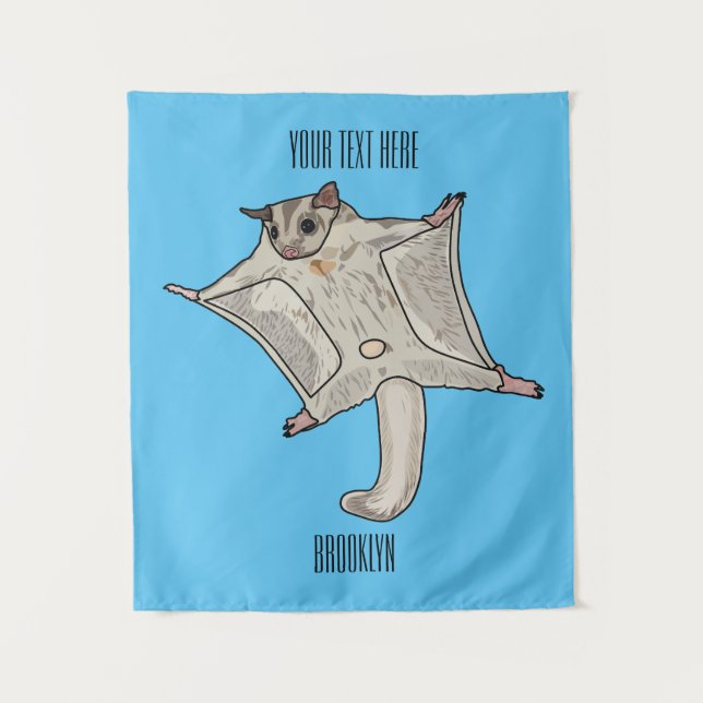 Sugar glider cartoon illustration tapestry (Front)