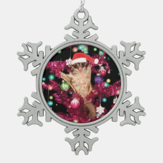 Sugar Glider Christmas Snowflake Pewter Christmas Ornament