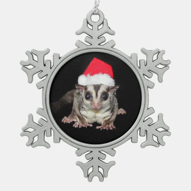 Sugar Glider Christmas Snowflake Pewter Christmas Ornament (Front)