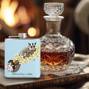 Sugar Glider Cute Floral Hip Flask
