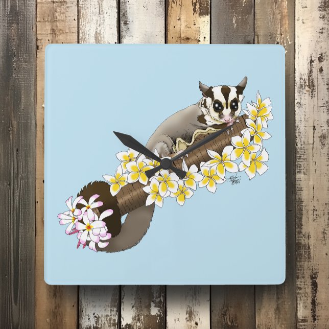 Sugar Glider Cute Floral Square Wall Clock (Creator Uploaded)