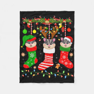 Sugar Glider In Christmas Socks Lights Sugar Glide Fleece Blanket