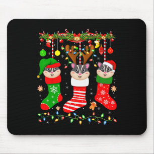 Sugar glider in christmas socks lights sugar glide mouse pad
