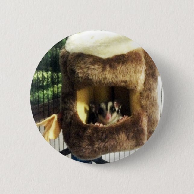 Sugar Glider in Furry Tree Truck Hanging Bed 6 Cm Round Badge (Front)