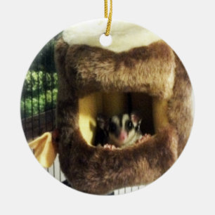 Sugar Glider in Furry Tree Truck Hanging Bed Ceramic Tree Decoration