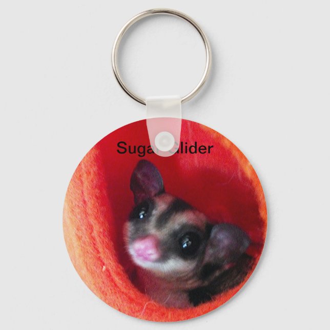 Sugar Glider in Orange Hanging Bed Key Ring (Front)
