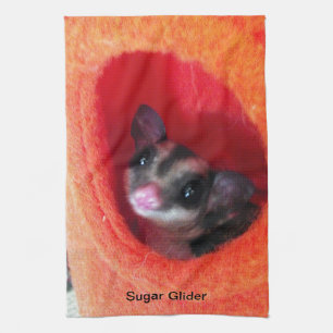 Sugar Glider in Orange Hanging Bed Tea Towel