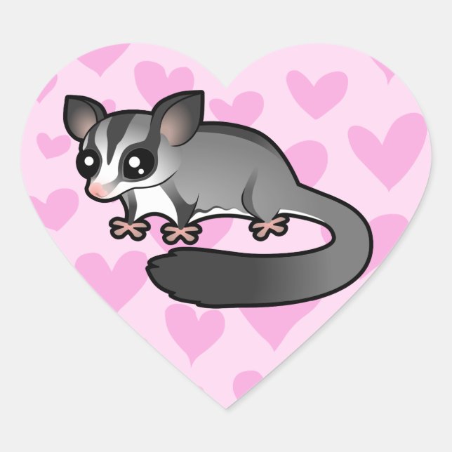 Sugar Glider Love Heart Sticker (Front)