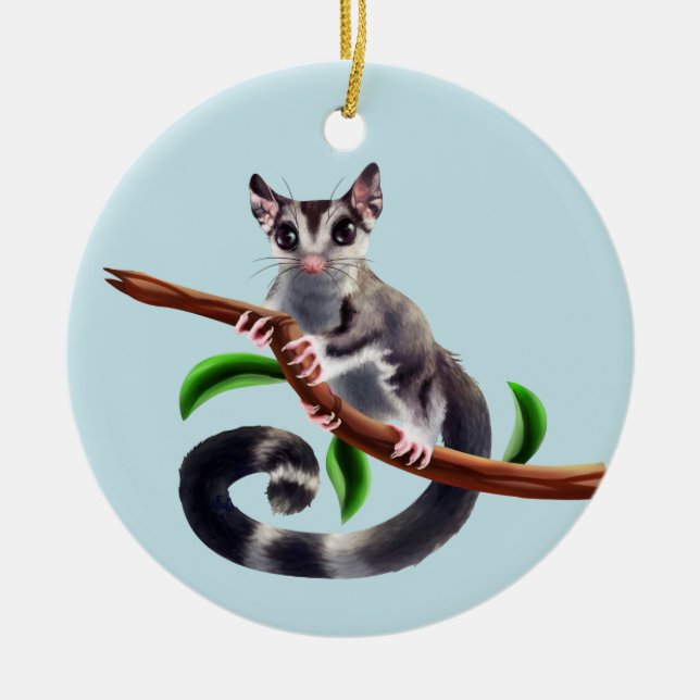 sugar glider on a branch ornament (Front)