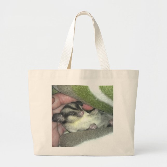 Sugar Glider Sleeping in Blanket Large Tote Bag (Front)