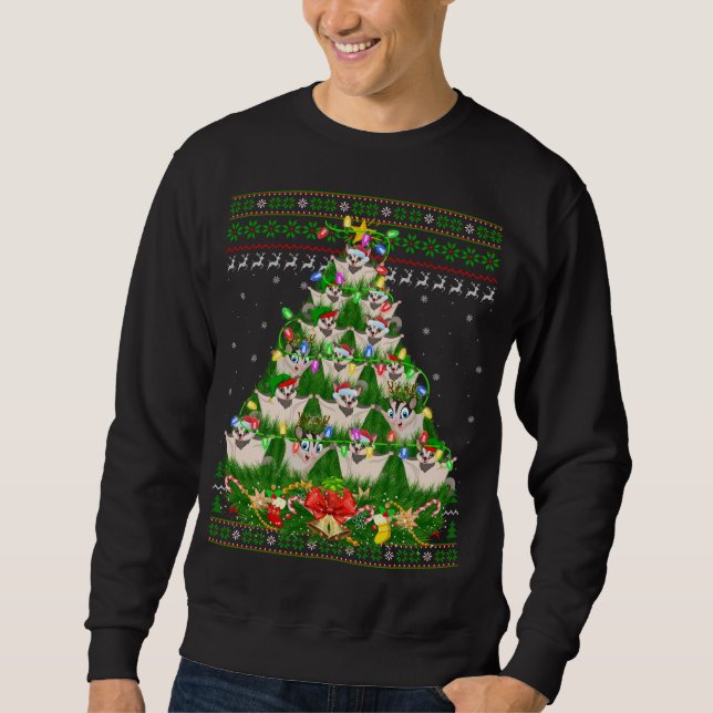 Sugar Glider Xmas Lighting Tree Sugar Glider Ugly  Sweatshirt (Front)